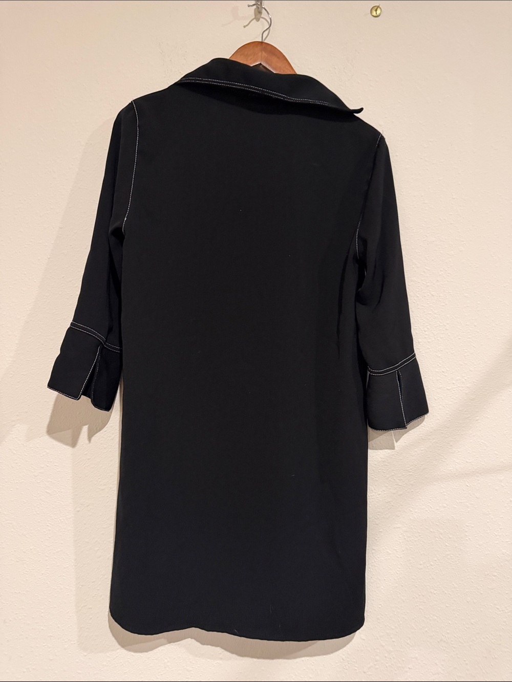 Zara Black Shirt Dress with White Contrast Stitching - Picture 8 of 8